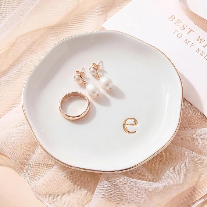 Ceramic Jewelry Tray, Personalized Initial Jewelry Dish by GIVITASOT