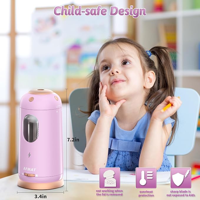 AFMAT Electric Pencil Sharpener, Auto in & Out, Fully Automatic Pencil Sharpener - Image 7