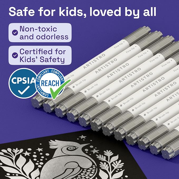 ARTISTRO 12 Silver Acrylic Paint Markers - Image 6