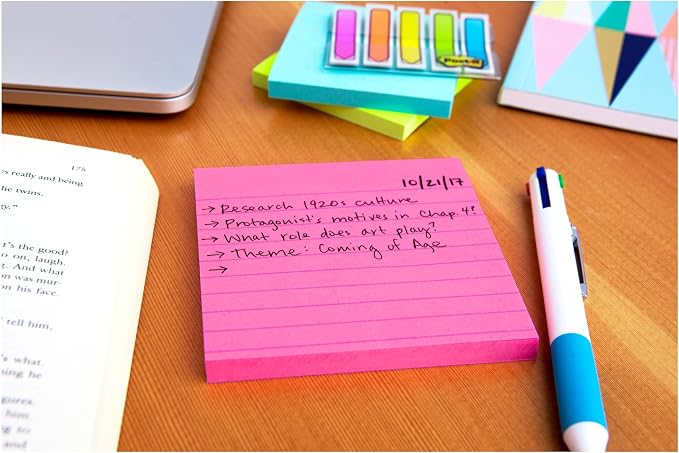 Post-it Super Sticky Lined Notes, 6 Sticky Note Pads, 4 x 4 in., School Supplies - Image 15