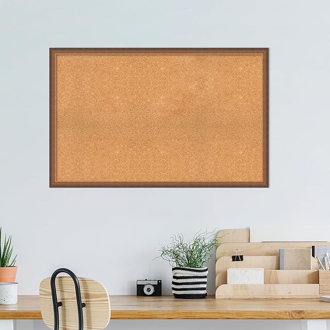 Amanti Art Natural Cork Board for Wall, 28x44 Vision Board with Bronze Frame, Oversize Corkboard Office Decor for Home Organization, Modern Corkboard Pinboard to Display Items for Home Organization-DeskLoop Office