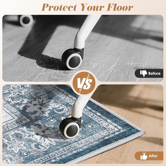 Office Chair Mat for Hardwood Floor & Tile Floor, Machine Washable Office Area - Image 5