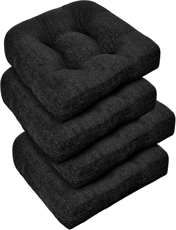 downluxe Chair Cushions for Dining Chairs 4 Pack, Tufted Indoor Chair Pads by Downluxe