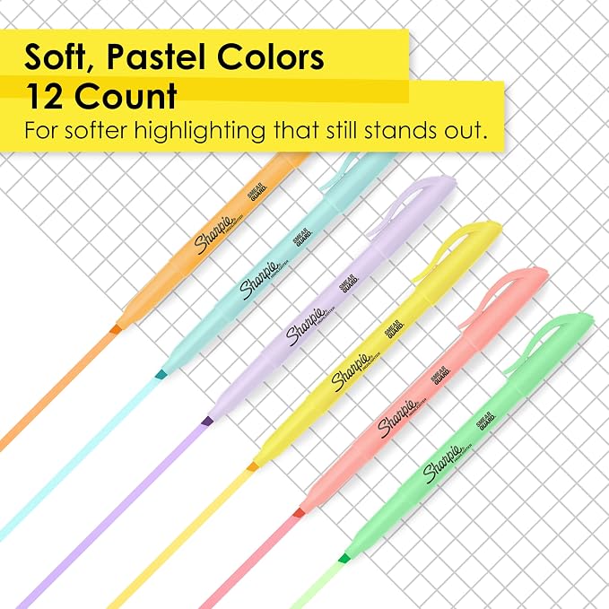 Sharpie Pocket Highlighters, Mild Pastel Colors, Chisel Tip, and Office Use - Image 2