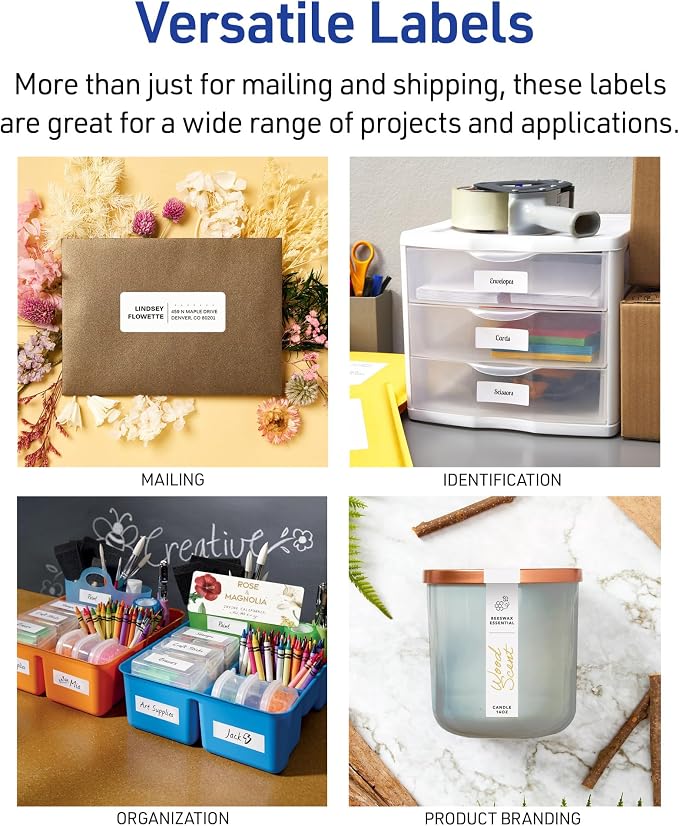 Avery Printable Mini-Sheets File Folder Labels, 2/3" x 3-7/16", Matte White - Image 4
