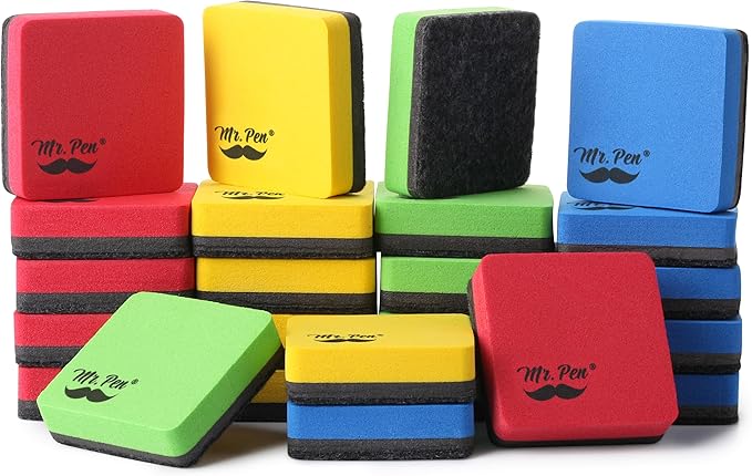 Mr. Pen- Mini Magnetic Dry Erase Erasers, 24 Pack | Colorful Small Magnetic by MrPen