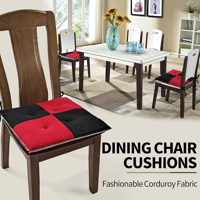 Office Stacking Chair Cushions 4 Pack, Corduroy High Density Foam Kitchen Seat - Image 3