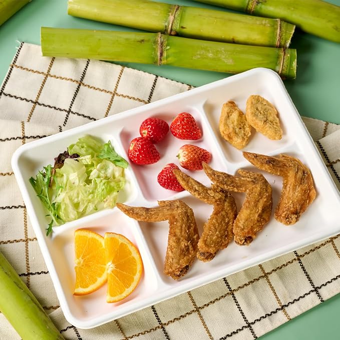 Turbo Bee Disposable 5 Compartment Plates, Heavy Duty Serving Plates - Image 8
