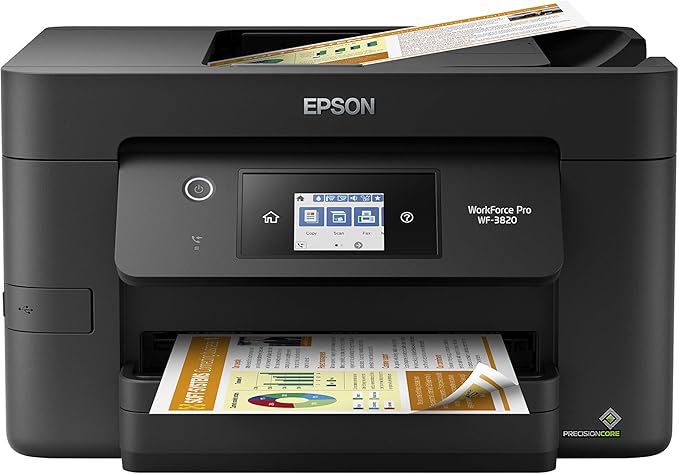 Epson EcoTank ET-4800 Wireless All-in-One Cartridge-Free Supertank Printer with Scanner & ® Workforce® Pro WF-3820 Wireless Color Inkjet All-in-One Printer, Black Large-DeskLoop Office