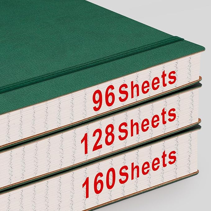 AHGXG Graph Paper Notebook - 320 Pages Grid Paper Notebook Large Journal B5, 100gsm Thick Graph Paper, Leather Softcover, Inner Pocket, 7.6'' X 10''- Green-DeskLoop Office