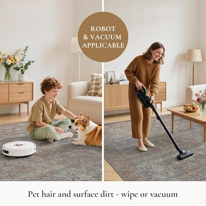 GENIMO 9x12 Area Rugs for Living Room, Machine Washable Non Slip Vintage Rugs - Image 7