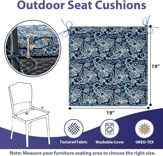 IPYNBAP Outdoor Chair Cushions Set of 4 -Waterproof Outdoor Seat Cushions - Image 2