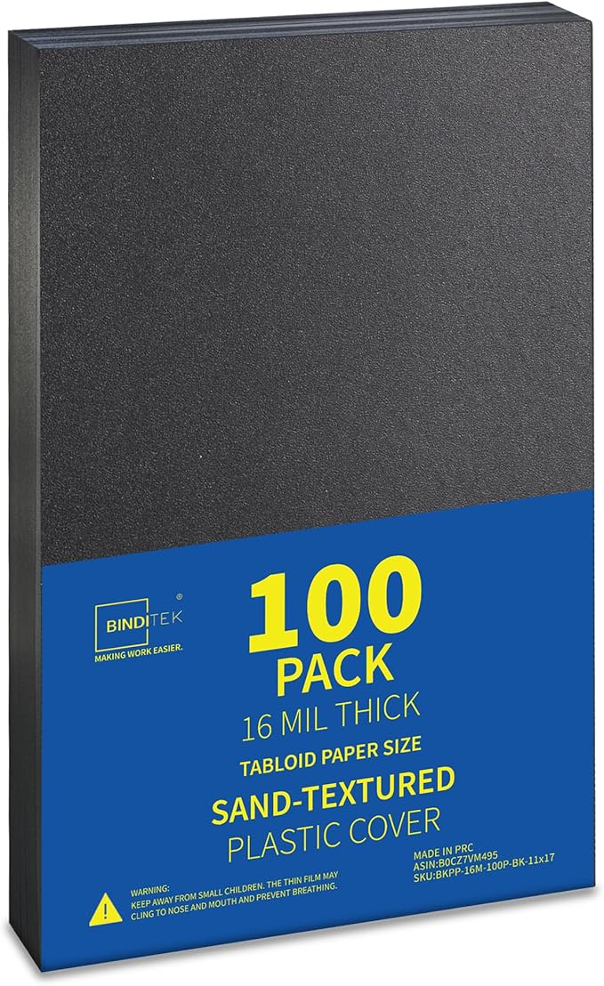 Binditek 100 Pack 16 Mil Sand-Textured Polycover, 11 x 17 Inches Binding Front by Binditek