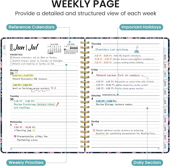Planner 2026-2027, Academic Monthly and Weekly Calendar Planner - Image 3