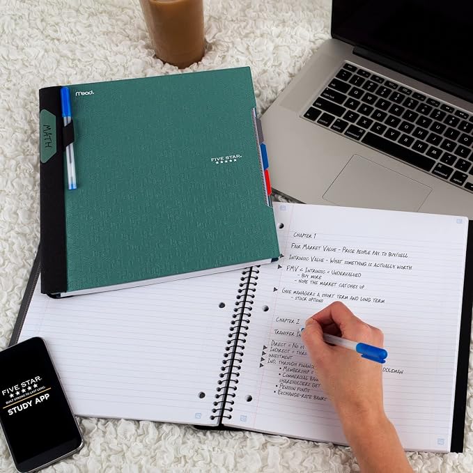 Five Star Advance Spiral Notebook + Study App, 3 Subject, College Ruled Paper - Image 8