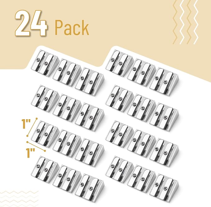 Mr. Pen- Handheld Metal Pencil Sharpener, 24 Pack | 2-Hole Dual Size - Image 2