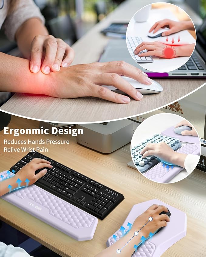 Ergonomic Mouse Pad and Keyboard Wrist Rest Support Set, Massage Design Mousepad - Image 2