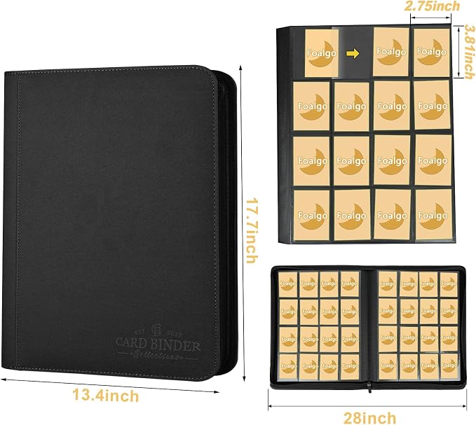 Trading Card Binder 16 Pocket, Foalgo PU Cover Card Binder - Image 3