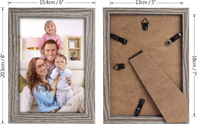 Giftgarden 5x7 Picture Frame Distressed Grey, 5 by 7 Rustic Wood-grain Gray - Image 3