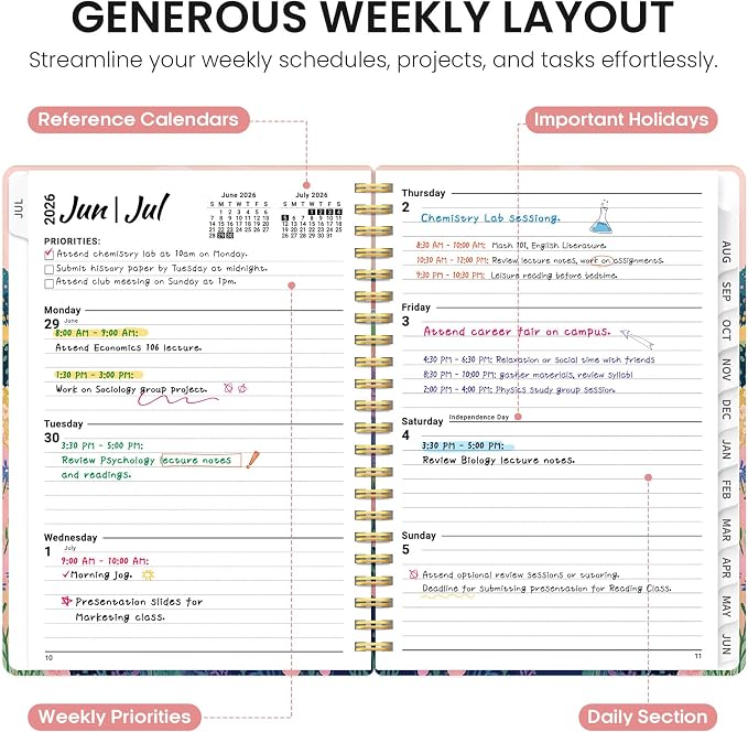 Planner 2026-2027, Academic Year Monthly and Weekly Calendar Planner, Jul 2026 - Image 3