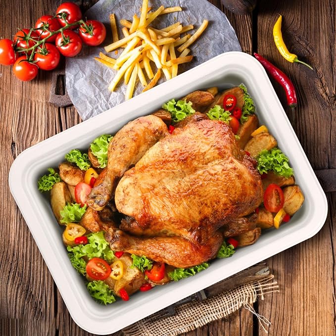 100 Pack 14 Inch Disposable Food Trays, Heavy Duty Large Paper Plates - Image 3