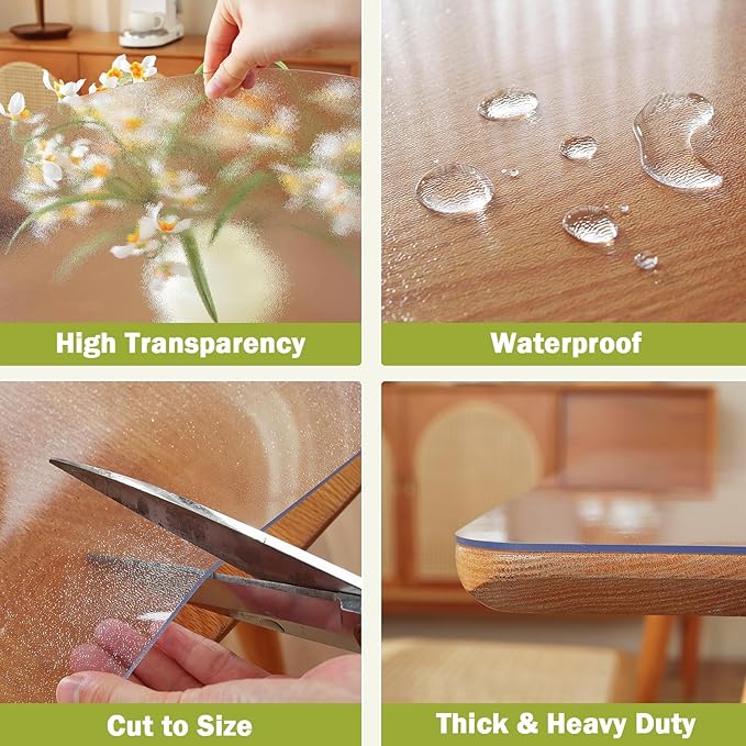 OstepDecor Frosted Clear Table Cover Protector 38 x 84 Inch, 1.5mm Thick - Image 5