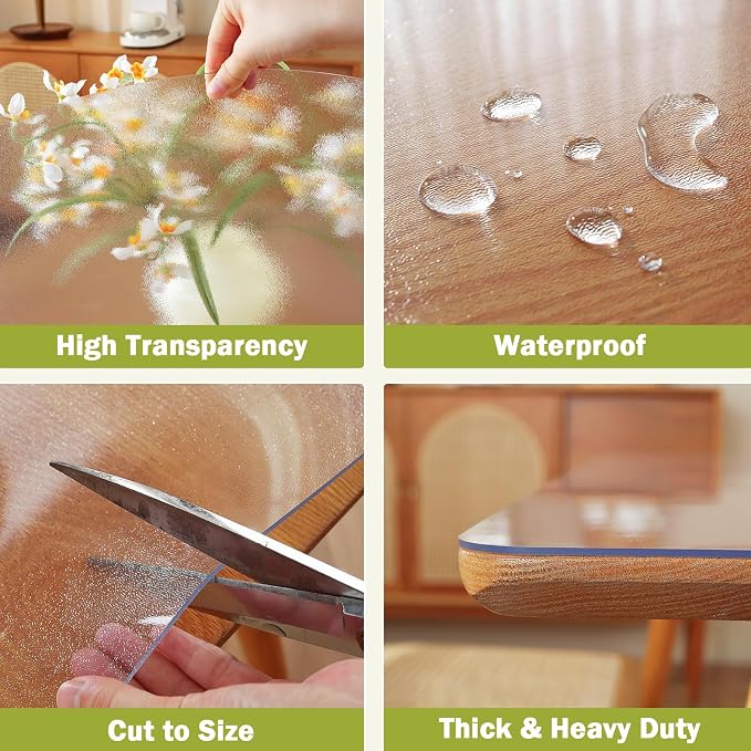 OstepDecor Frosted Clear Table Cover Protector 36 x 84 Inch, 1.5mm Thick - Image 4