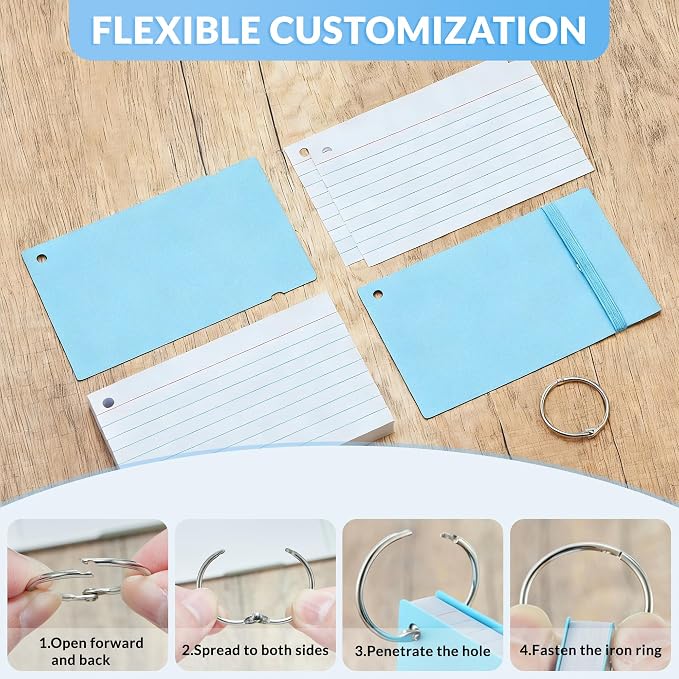 NEEWAY Ruled Index Cards with Ring 3x5 Inches, Flash Cards with Rings - Image 5