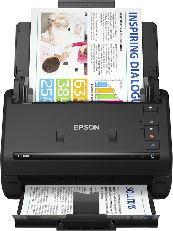 Epson Workforce ES-400 II Color Duplex Desktop Document Scanner for PC and Mac, with Auto Document Feeder (ADF) and Image Adjustment Tools, ES-400 II-DeskLoop Office