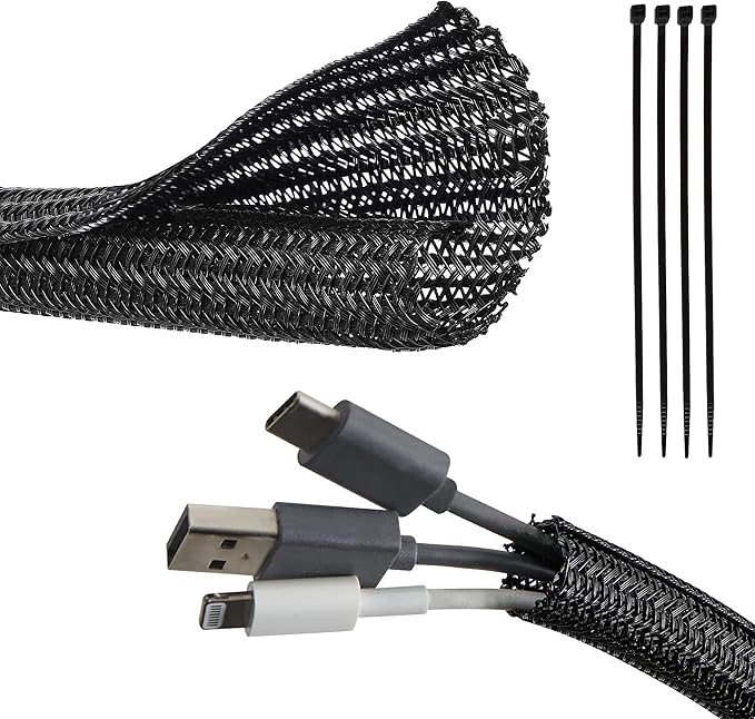 RED WOLF Cable Sleeves Cord Management Braided Wire Loom Split Sleeving 3/8 by REDWOLF