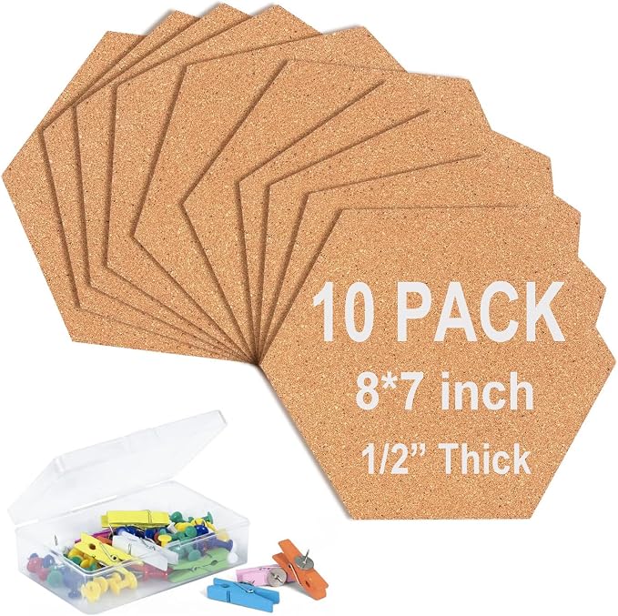 10 Pack Cork Bulletin Board Hexagon by SVOPY