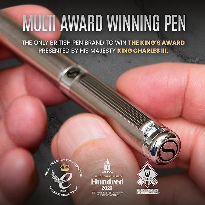 Scriveiner Stainless Steel Ballpoint Pen - Stunning Luxury Pen with Stainless Steel Finish, Schmidt Black Refill, Best Ball Pen Gift Set for Men & Women, Professional, Executive, Office, Nice Pens-DeskLoop Office