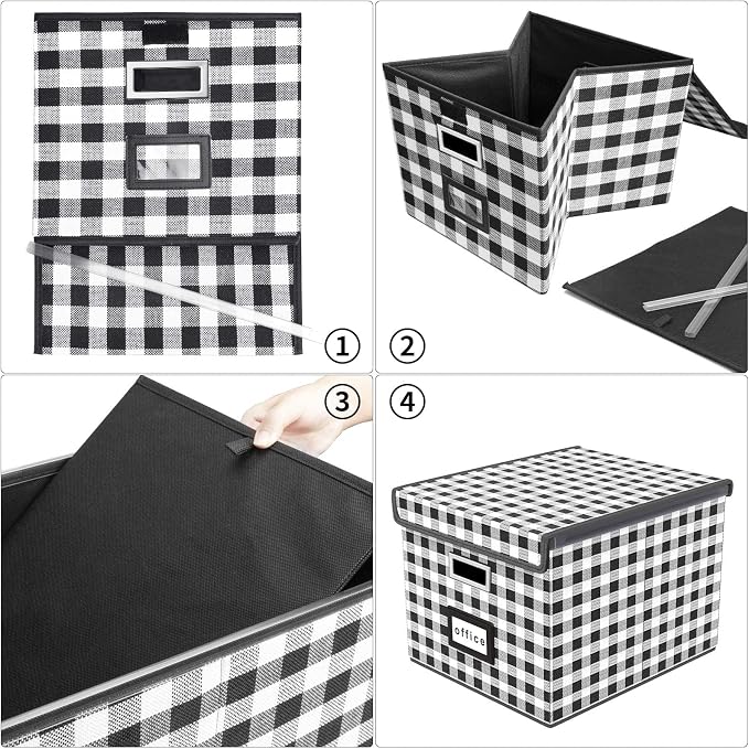File Organizer Box with Lid, Collapsible File Folder Organizer - Image 6