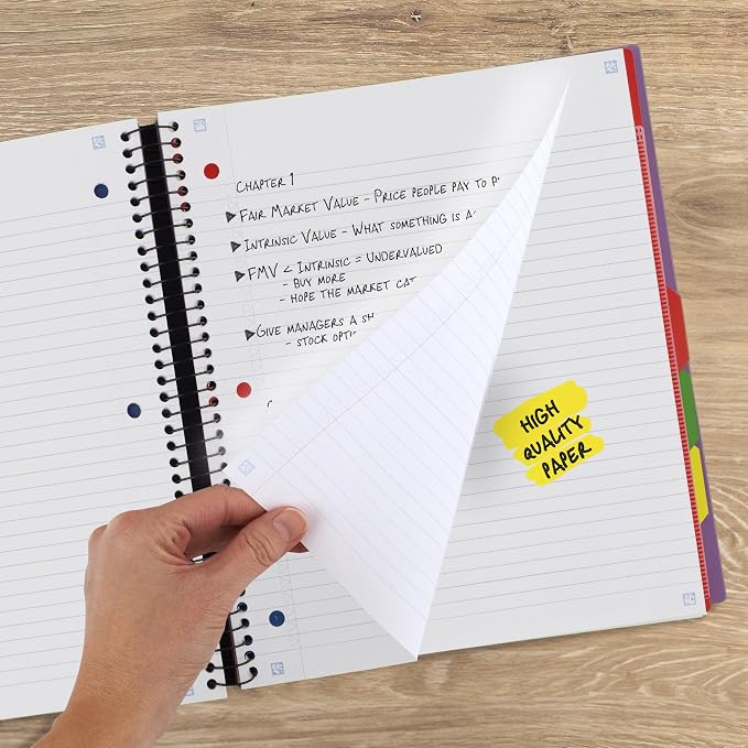Five Star Advance Spiral Notebook + Study App, 5 Subject, College Ruled Paper - Image 4