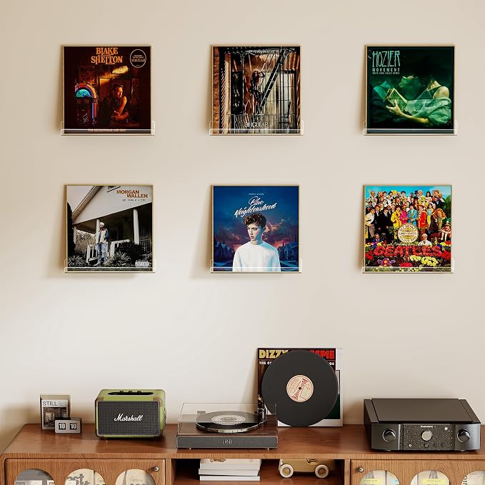 Laurensory Vinyl Record Shelf Wall Mount Shelves, 12 inch Clear Acrylic Vinyl - Image 2