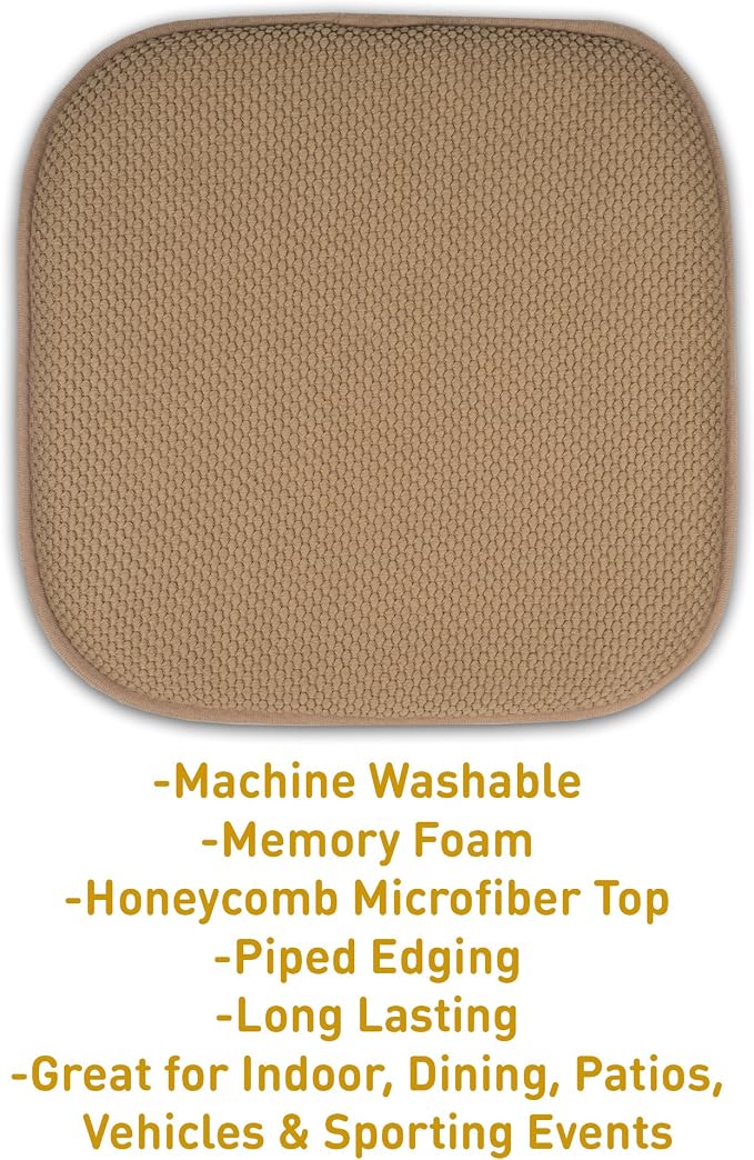 Sweet Home Collection Cushion Memory Foam Chair Pads Honeycomb Nonslip Back - Image 3