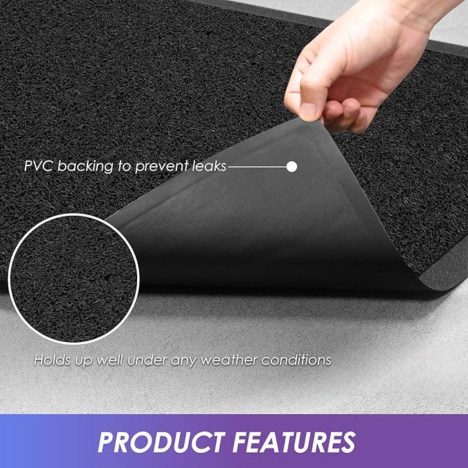 Kuyal Door Mat, 2'x4' Indoor Outdoor Entrance Mat to Trap Dirt and Moisture, Non Slip Waterproof Outdoor Mats, Commercial Floor Inside Outside Entrance, Heavy Duty Durable Welcome Mats, Black-DeskLoop Office