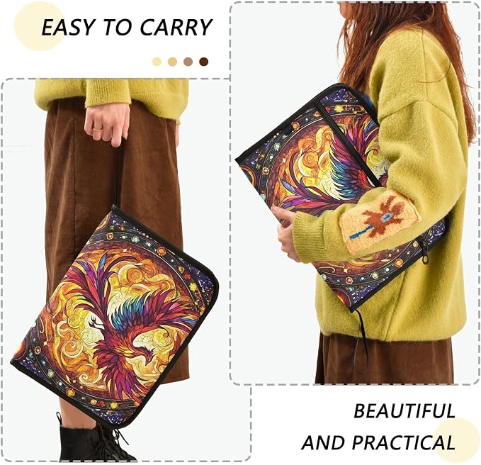 Expanding File Folder Phoenix Fire Wing Rainbow Glass Accordion File Organizer - Image 2