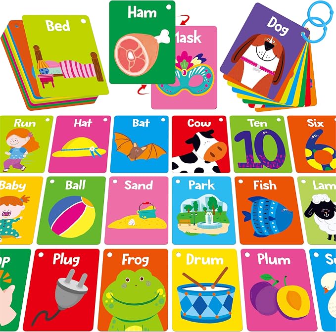 52 PCS Word Flashcards, 52 CVC Words & 52 CVCC, CCVC Words Double-Sided Cards by SpriteGru