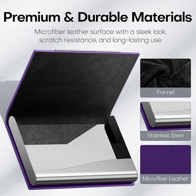 Padike Business Card Holder, Business Card Case Professional PU Leather & - Image 3