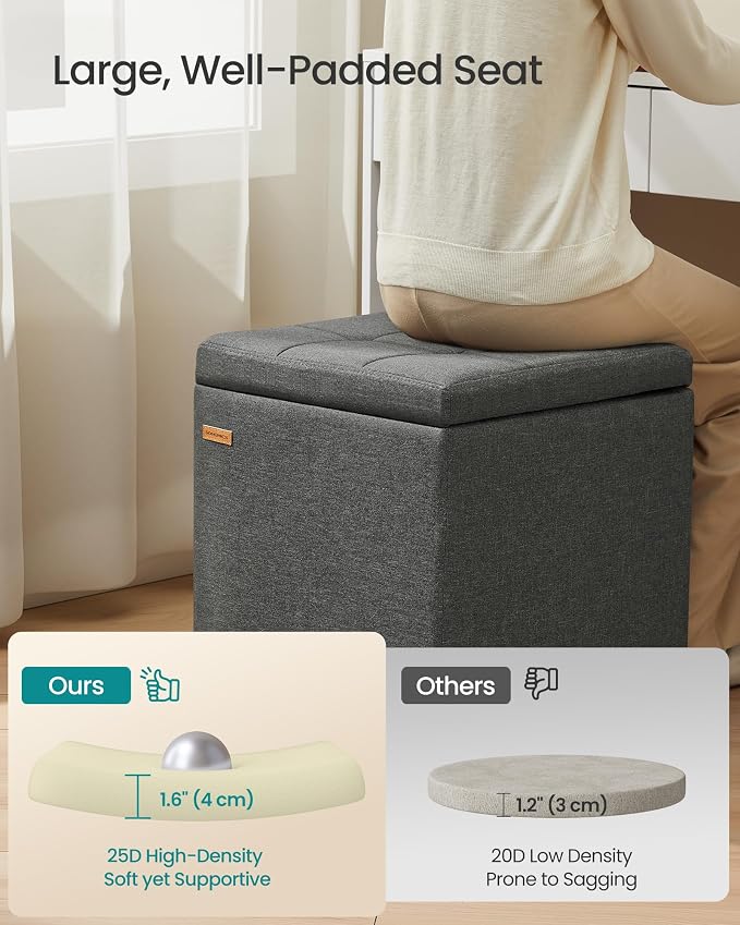 SONGMICS Square Storage Ottoman, Foot Stool Footrest - Image 5