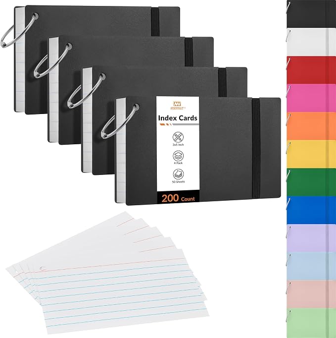 NEEWAY Ruled Index Cards with Ring 3x5 Inches, Flash Cards with Rings by NEEWAY