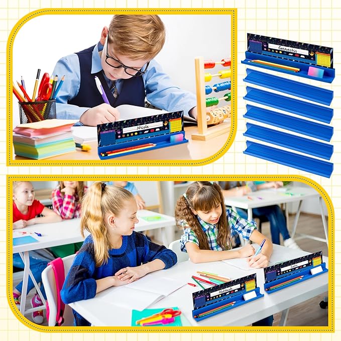 PerKoop 5 Pcs Classroom Desk Name Plates Holder Set Index Cards Storage - Image 5