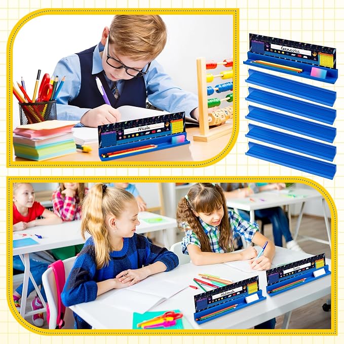 PerKoop 10 Pcs Classroom Desk Name Plates Holder Set Index Cards Storage - Image 5