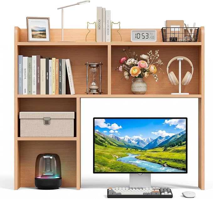 SUPER DEAL Desktop Bookshelf, Countertop Storage Hutch - Image 9