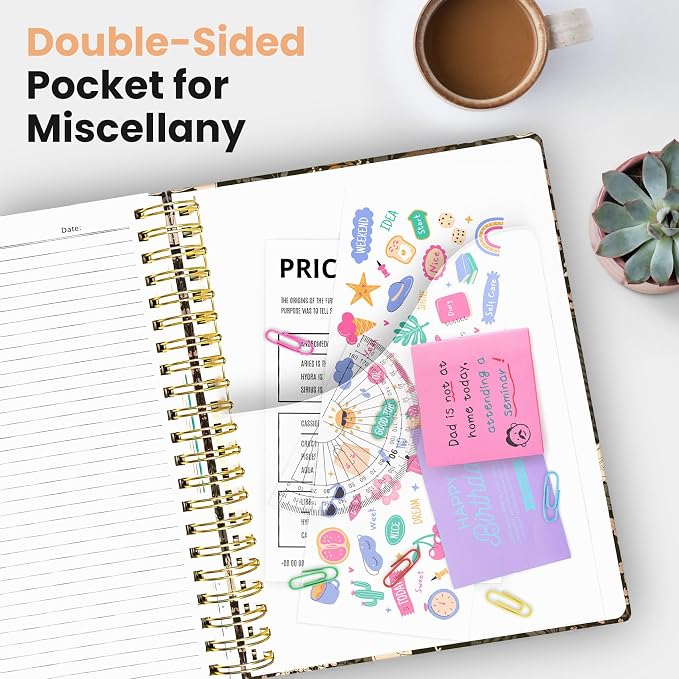 Large Lined Spiral Journal for Women Cute Hardcover 5 Subject Notebook for Work - Image 6