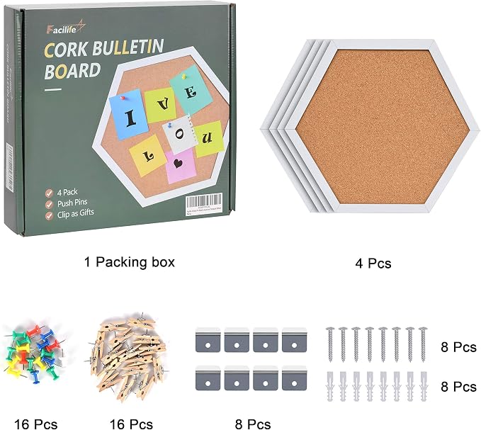 Facilife 4 Packs Cork Board, Corkboards - Image 2