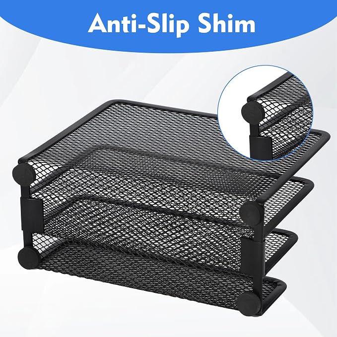 EASEPRES Desk Mail Organizer, Office Small Desktop Metal Mesh Envelope Letter - Image 4