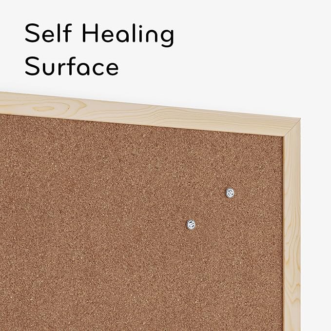 U Brands Cork Bulletin Board,18 x 24 Inches, Light Birch Wood Frame (265U00-01)-DeskLoop Office