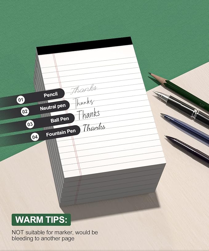 12 Pack Note Pads 4x6 Inch, Small Writing Pads, Notepads of College Ruled Paper - Image 6